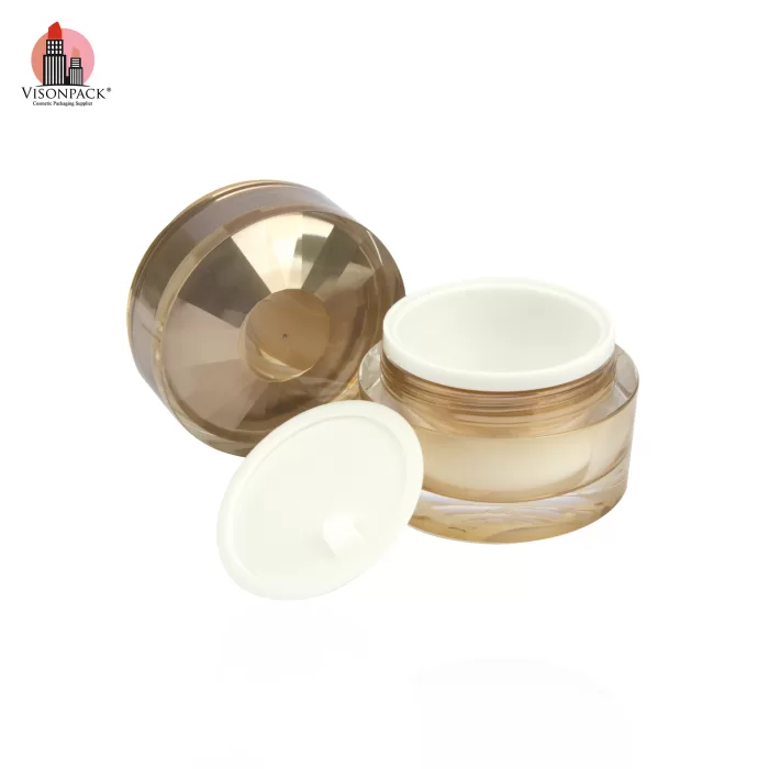 High Quality Luxury Gold Empty Round Cream Jar Double Wall Purple Moisturizer with Custom Logo Color - J001 - Image 5