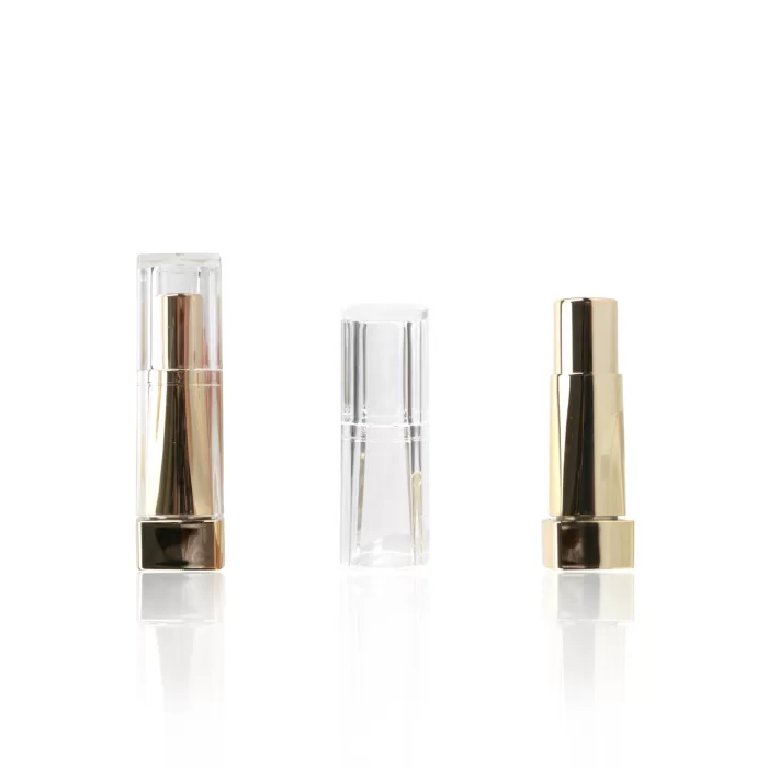New Lip Balm Container With Transparent Lid Metallic Gold Inner Tube Empty Square Chapstick Private Label 5g - LB006