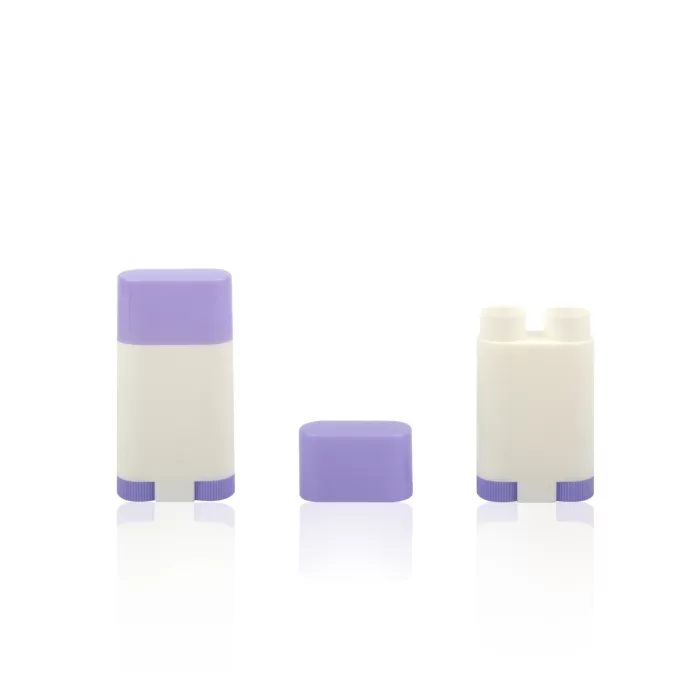New Arrival Double Lip Balm Container 2 Colors Solid Balm Stick Bottom Rotating Roller Deodorant Empty Tube - LB100