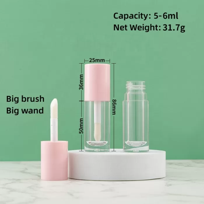 5ml 6ml Plastic Lip Gloss Tube Round Concealer Chubbier Bottle Big Brush Wand Cosmetic Lip Oil Packaging - LG025 - Image 2