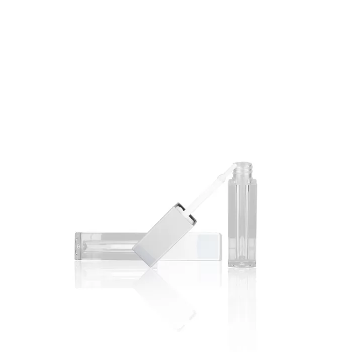 High Grade Clear Plastic Tube 3ml Liquid Lipstick Mirror Silver Metal Lid Wand - LG165 - Image 2