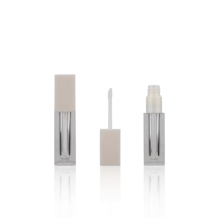 Pearl White Square Lip Gloss Tube Packaging Clear Lid 5ml Lip Glaze Custom Applicator - LG186