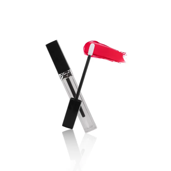 Black Silver Lid Square Lip Gloss Containers 5-8ml With Brush Printed Clear Bottles - LG216 - Image 2