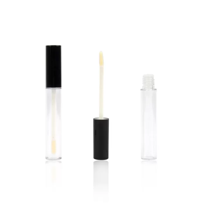 Kids Lip Gloss Tube Black Tops Clear Popular Round Cylinder Bottle with Applicator - LG424