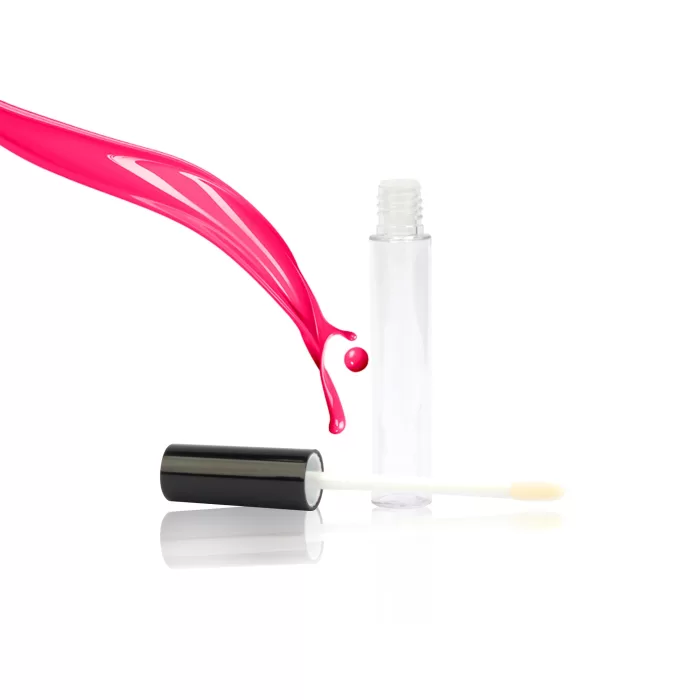 Kids Lip Gloss Tube Black Tops Clear Popular Round Cylinder Bottle with Applicator - LG424 - Image 2