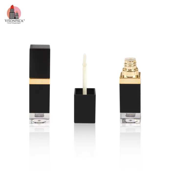 Quality Square Empty Packaging 6ml Liquid Lipstick Container Black Custom Tube - LG466