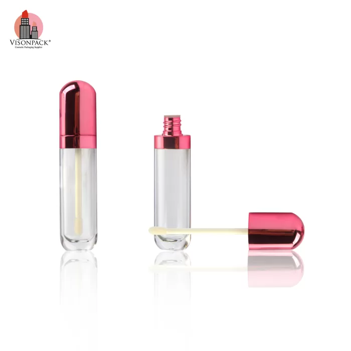Metallic Rose Pink Lip Gloss Tube Custom Elliptical Shape Empty Container 8ml Unique Packaging - LG516 - Image 4