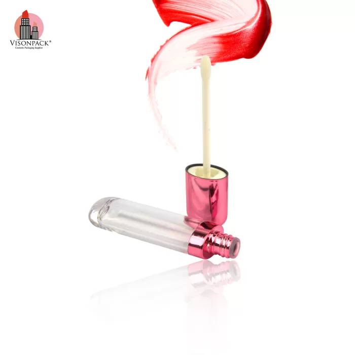 Metallic Rose Pink Lip Gloss Tube Custom Elliptical Shape Empty Container 8ml Unique Packaging - LG516 - Image 5