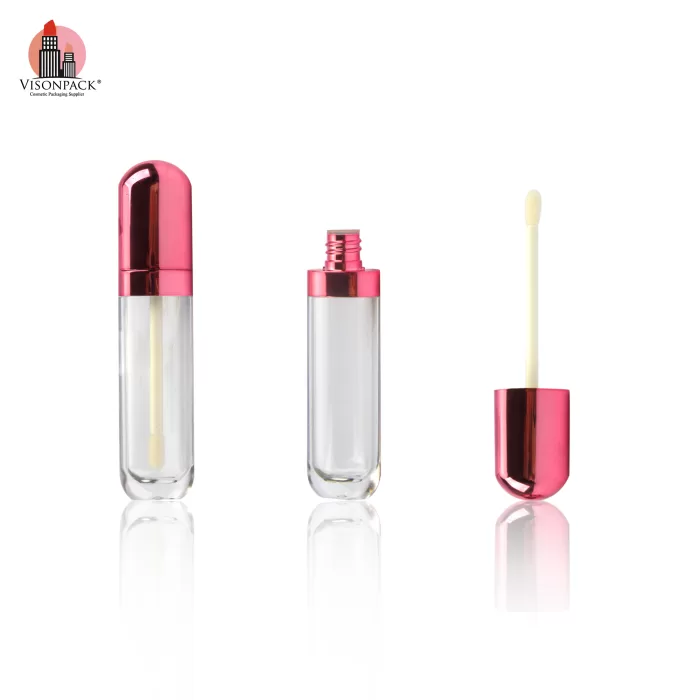 Metallic Rose Pink Lip Gloss Tube Custom Elliptical Shape Empty Container 8ml Unique Packaging - LG516 - Image 6