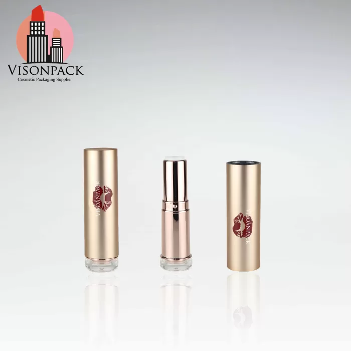 Chrome Metallization Gold Lipstick Case Tube Makeup Cylinder Packaging Customize Brand - LS021