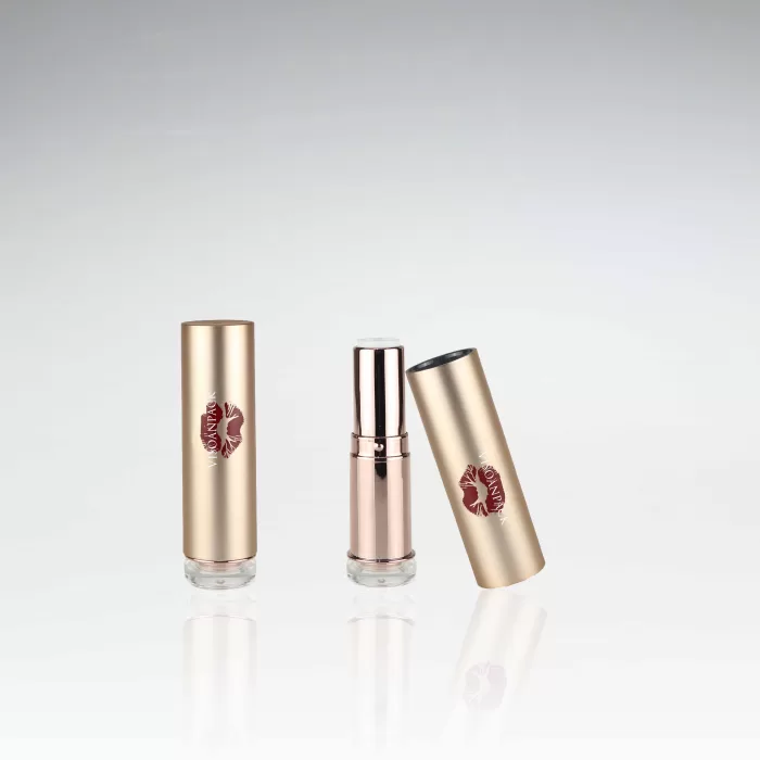 Chrome Metallization Gold Lipstick Case Tube Makeup Cylinder Packaging Customize Brand - LS021 - Image 2