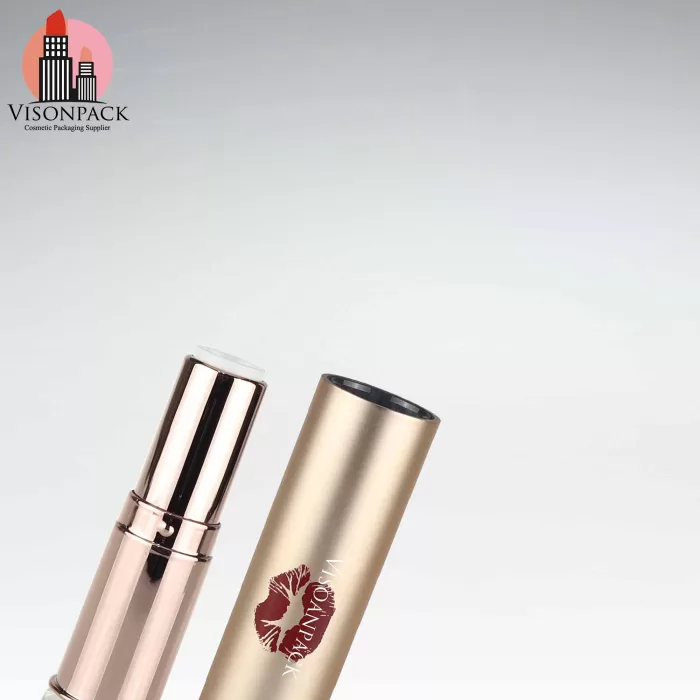 Chrome Metallization Gold Lipstick Case Tube Makeup Cylinder Packaging Customize Brand - LS021 - Image 3