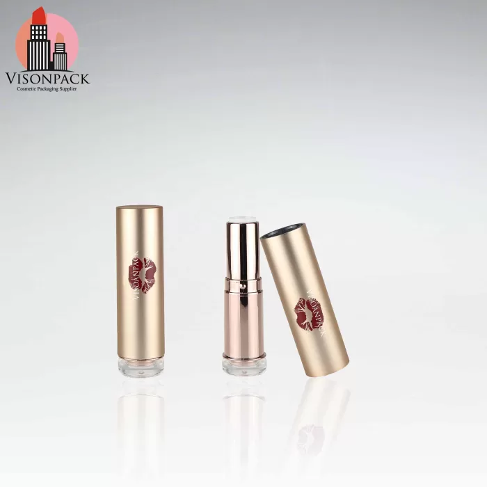 Chrome Metallization Gold Lipstick Case Tube Makeup Cylinder Packaging Customize Brand - LS021 - Image 5