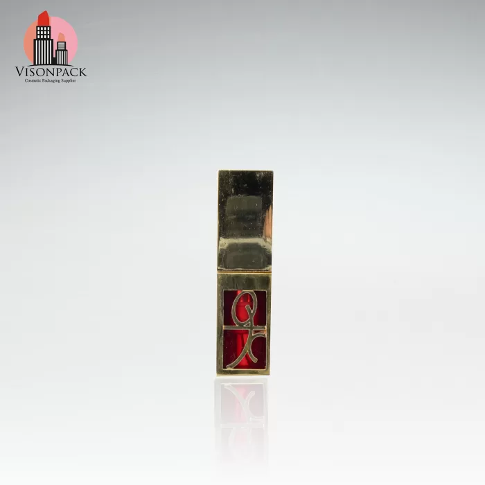Custom Gold Square Aluminum Lipstick Tube 12.1mm Elegant Packaging Chapstick Container- LS115 - Image 3