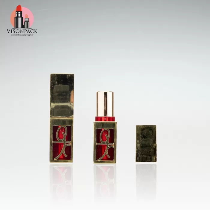 Custom Gold Square Aluminum Lipstick Tube 12.1mm Elegant Packaging Chapstick Container- LS115 - Image 5
