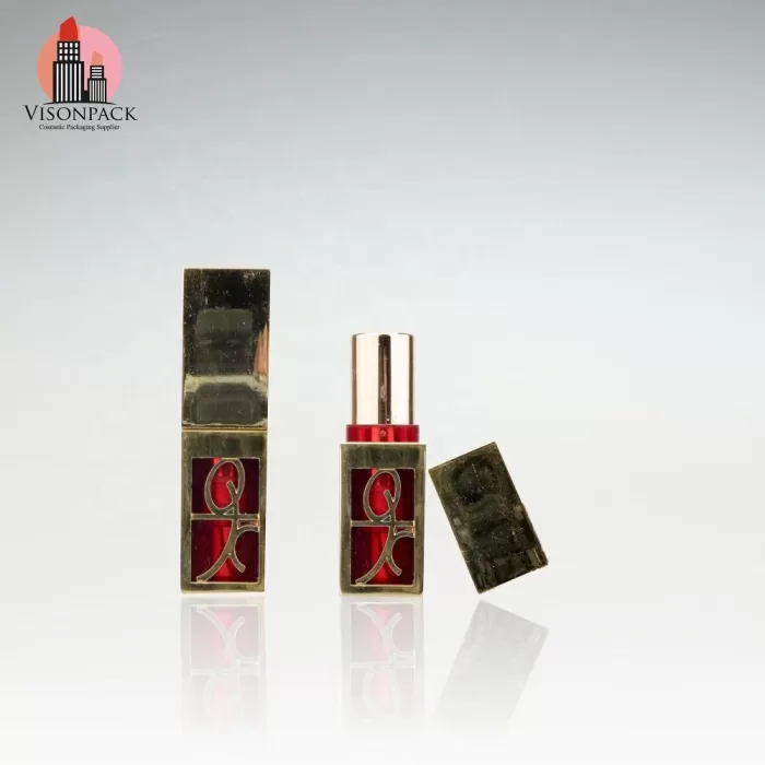 Custom Gold Square Aluminum Lipstick Tube 12.1mm Elegant Packaging Chapstick Container- LS115 - Image 6