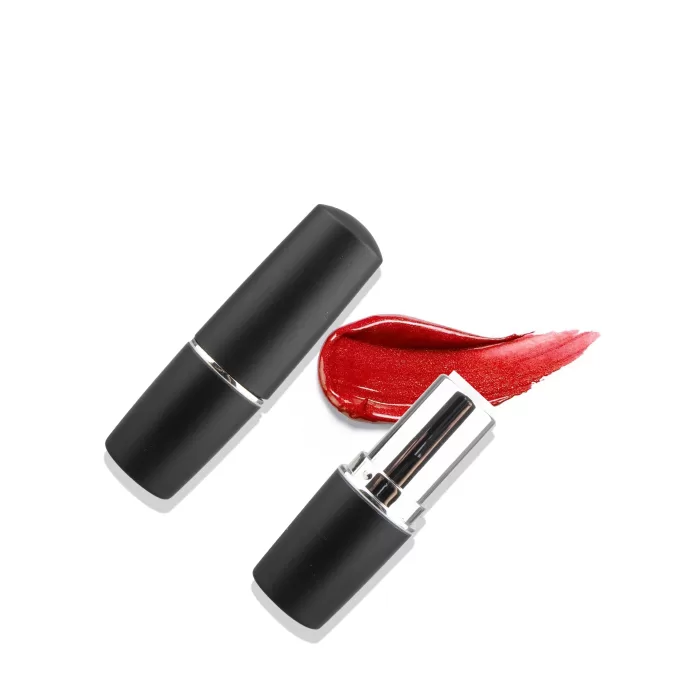 High End Empty Matte Black Lipstick Lip Balm Container Silver Ring Round Shape Cylinder - LS187 - Image 3