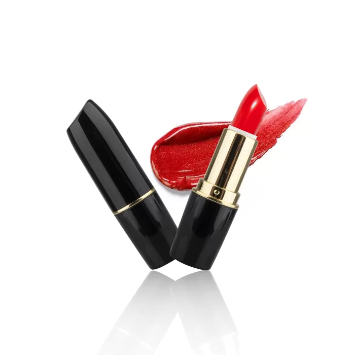 Custom Glossy Black Luxury Lipstick Packaging Case Empty Round Tube Metallic Silver Gold Middle Ring - LS193 - Image 2