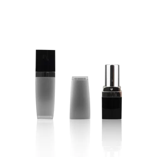 Mini Square Lipstick Tubes Lip Balm Tube Custom Empty Container Black Lid Gray Silver for Cosmetic - LS206
