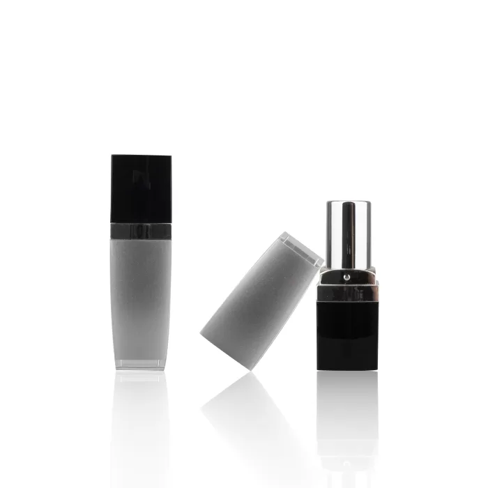 Mini Square Lipstick Tubes Lip Balm Tube Custom Empty Container Black Lid Gray Silver for Cosmetic - LS206 - Image 2