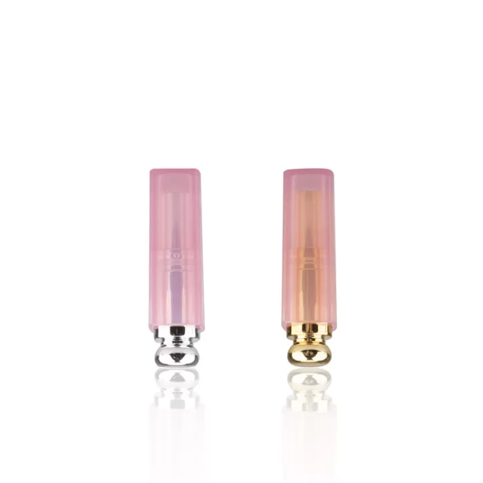 Transparent Pink Lipstick Container Plastic Empty Square Lip Balm Tube Clear Pink Silver Case  - LS230 - Image 3