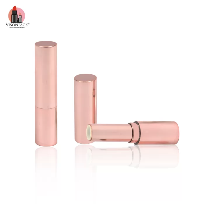 Custom Color Rose Gold Metallic Round Case Container for Plastic Empty Lip Balm Chapstick Tube - LS582 - Image 4