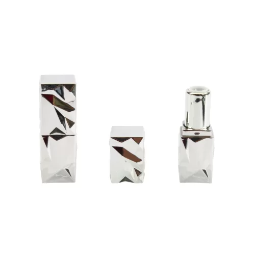 Unique Design Empty Square Mini Lip Balm Tubes Packaging Silver Luxury - LS914
