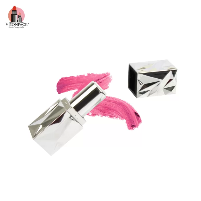 Unique Design Empty Square Mini Lip Balm Tubes Packaging Silver Luxury - LS914 - Image 2