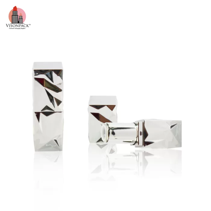 Unique Design Empty Square Mini Lip Balm Tubes Packaging Silver Luxury - LS914 - Image 3