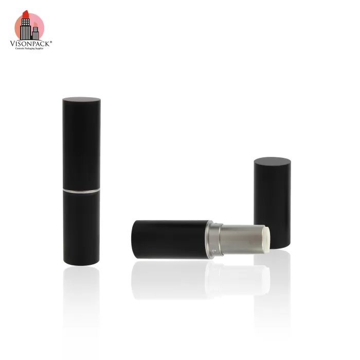 Private Label Round Empty Case Matte Black Lip Balm Container Tube Custom Color - LS931 - Image 2