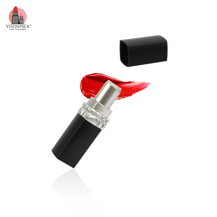 Lipstick Package Private Label Lip Balm Tube Matte Black Silver Square Luxury Containers Tubes - LS933 - Image 2