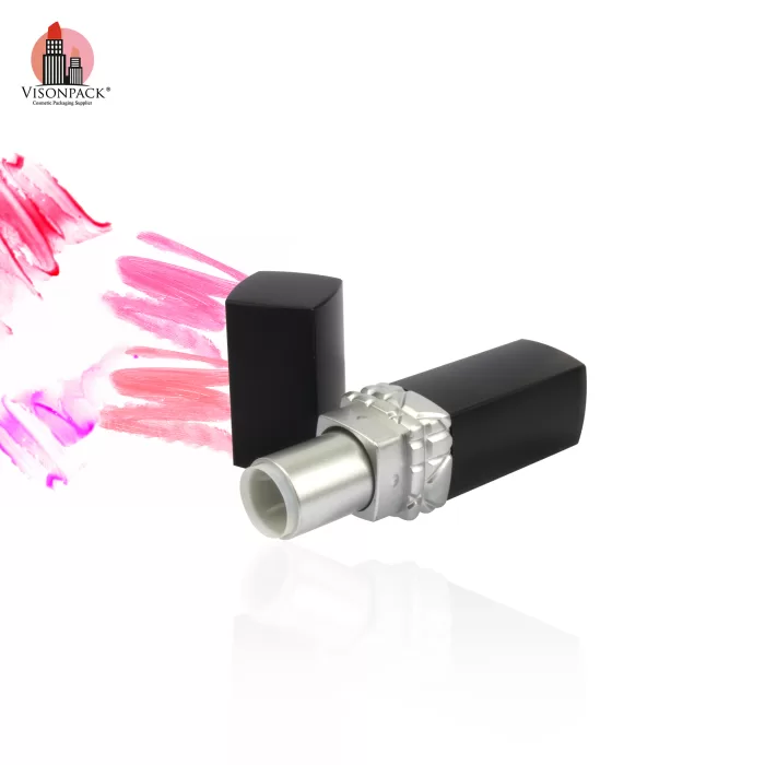 Lipstick Package Private Label Lip Balm Tube Matte Black Silver Square Luxury Containers Tubes - LS933 - Image 3