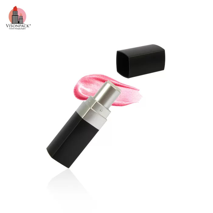 Custom Cosmetic Packaging Matte Black Lip Balm Tube Plastic Square Lipstick Tubes - LS934 - Image 2