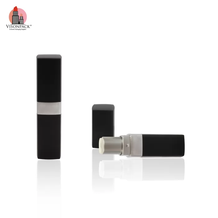 Custom Cosmetic Packaging Matte Black Lip Balm Tube Plastic Square Lipstick Tubes - LS934 - Image 4