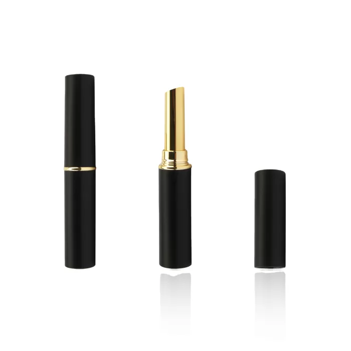 Classical Custom Color Cosmetic Packaging Lip Balm Matte Black Round Empty Slim Lipstick Tubes - LS936