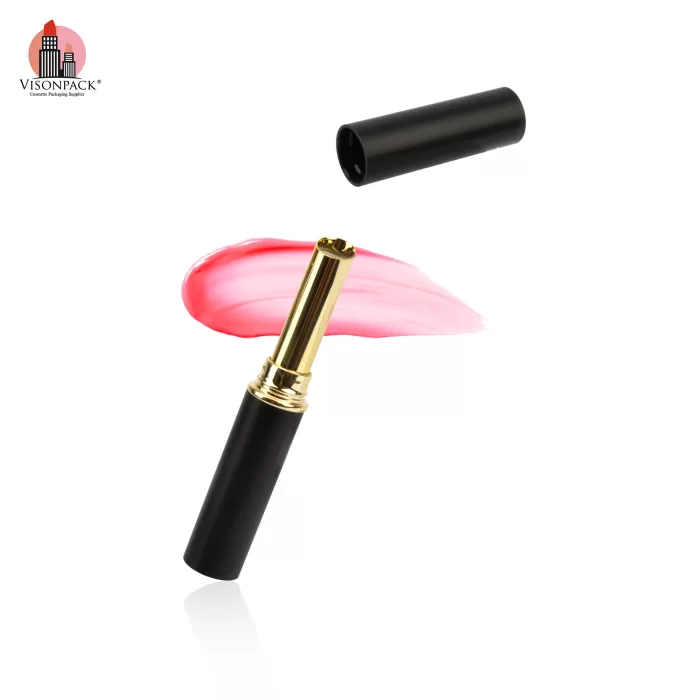 Classical Custom Color Cosmetic Packaging Lip Balm Matte Black Round Empty Slim Lipstick Tubes - LS936 - Image 2