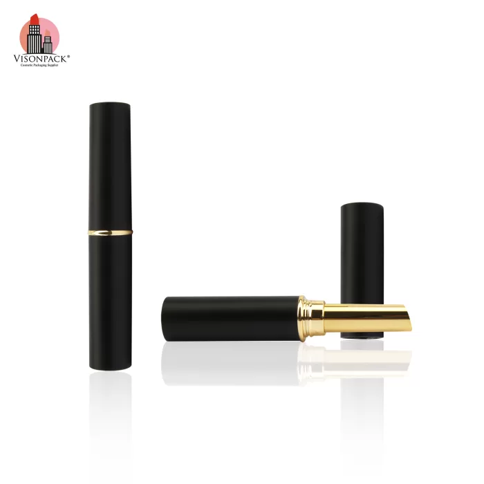 Classical Custom Color Cosmetic Packaging Lip Balm Matte Black Round Empty Slim Lipstick Tubes - LS936 - Image 3