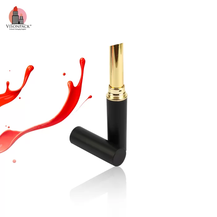 Classical Custom Color Cosmetic Packaging Lip Balm Matte Black Round Empty Slim Lipstick Tubes - LS936 - Image 4