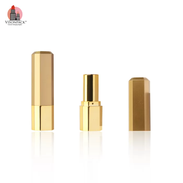 Custom Color Unique Square Refillable Lipstick Containers Gold Case Tubes - LS941