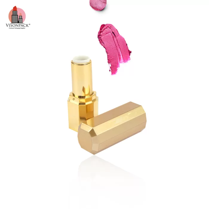 Custom Color Unique Square Refillable Lipstick Containers Gold Case Tubes - LS941 - Image 2