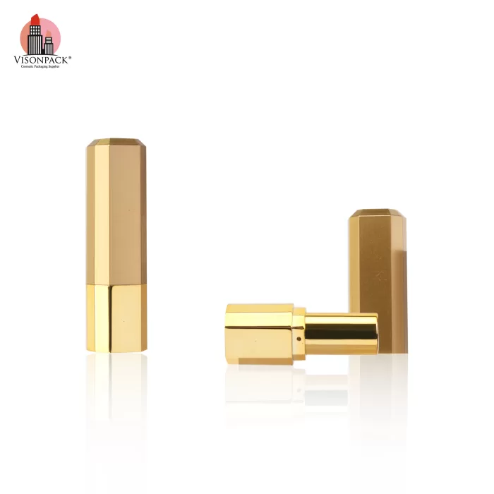 Custom Color Unique Square Refillable Lipstick Containers Gold Case Tubes - LS941 - Image 3