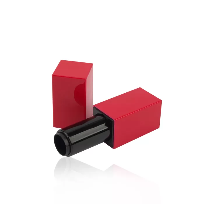 Luxury Plastic Square Empty Magnetic Lipstick Container Red Case Black Custom - LS977 - Image 2