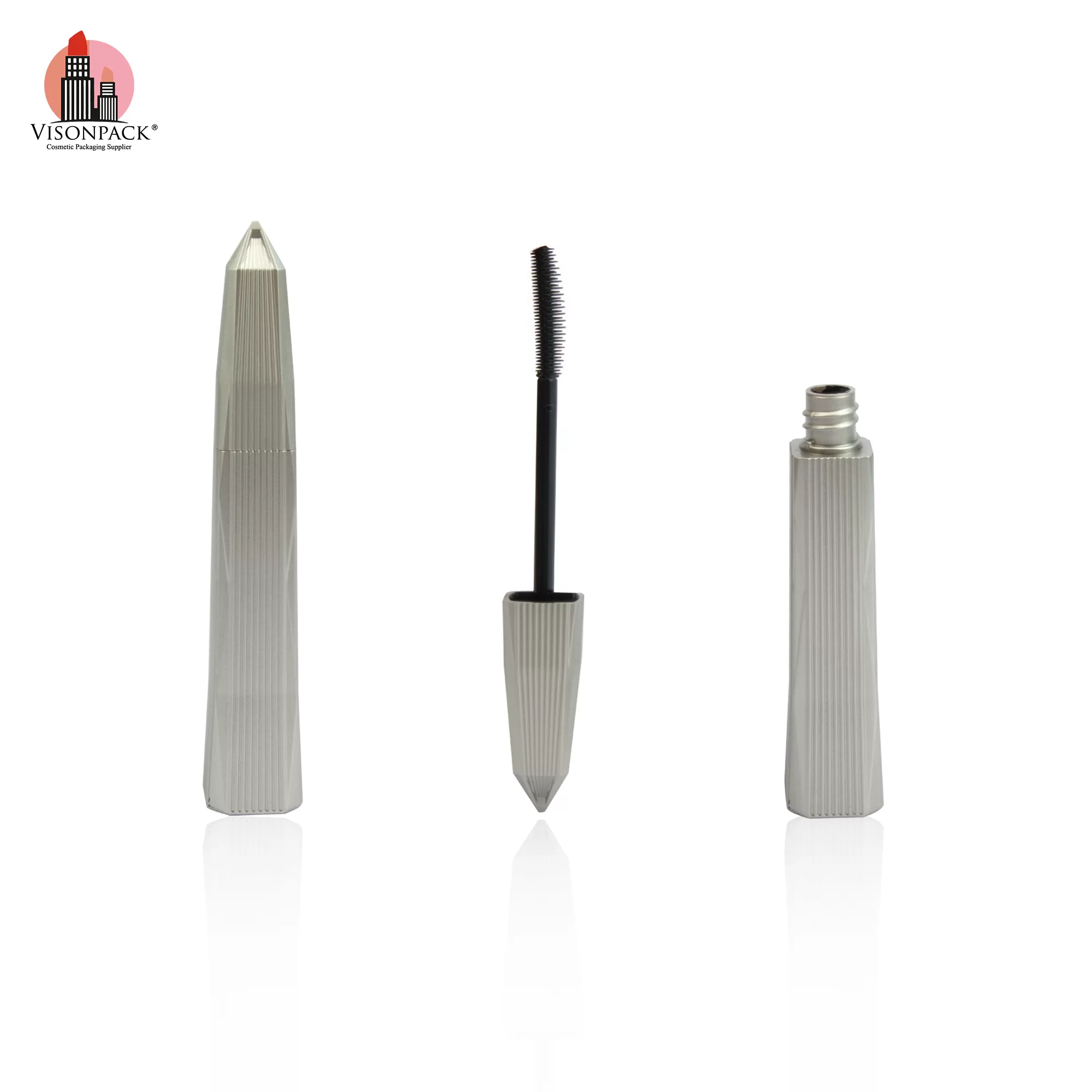 New Arrival OEM Cosmetic Mascara Packaging With Brush Custom Color Empty Tubes Silver - MC109
