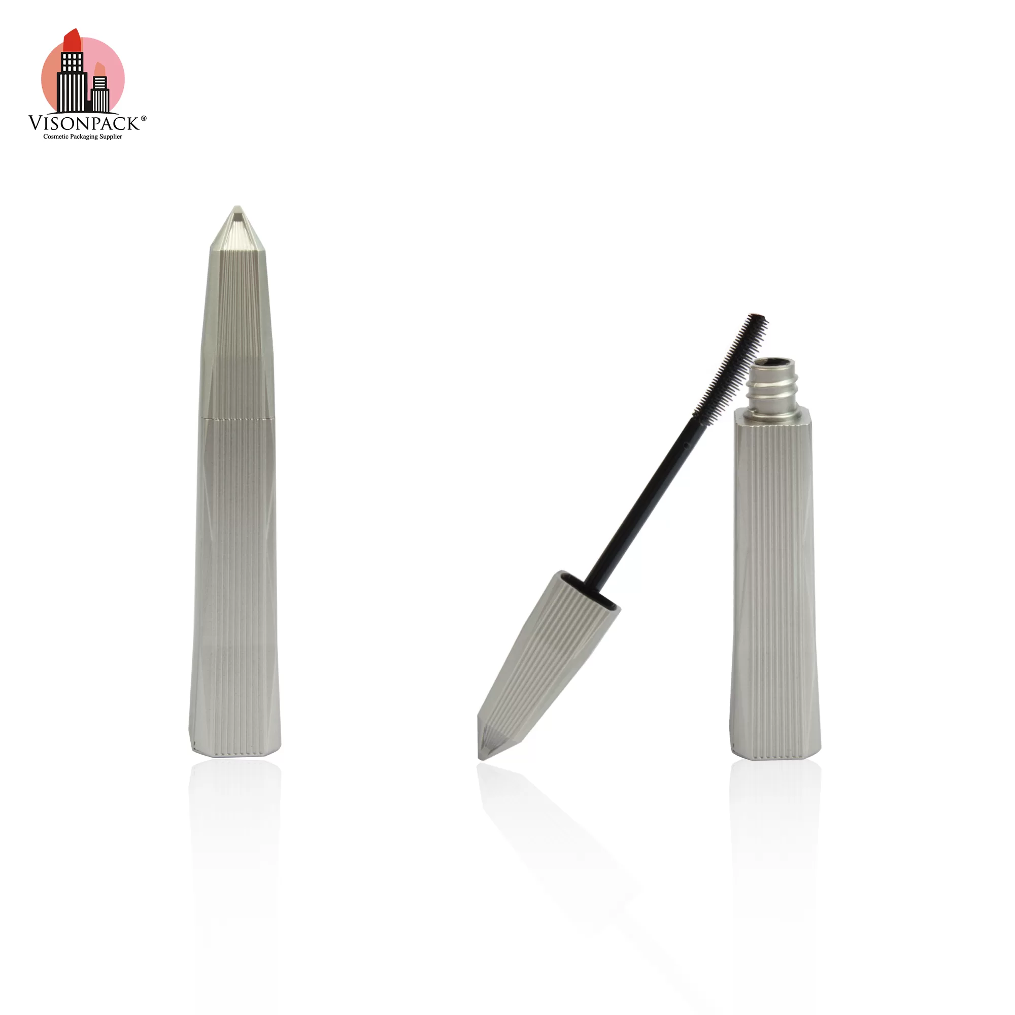 New Arrival OEM Cosmetic Mascara Packaging With Brush Custom Color Empty Tubes Silver - MC109 - Image 2