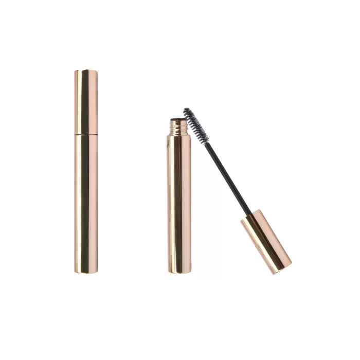 Classic Round Cylinder Lip Gloss Packaging 12ml Clear Bottle Mascara Tube Luxury Gold Custom Color - MC125