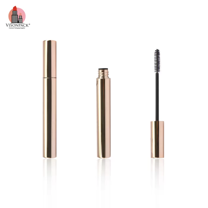 Classic Round Cylinder Lip Gloss Packaging 12ml Clear Bottle Mascara Tube Luxury Gold Custom Color - MC125 - Image 3