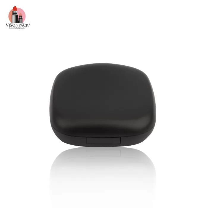 Custom Color Square Plastic Compact Power Case Black Silver Empty with Mirror Private Label - P041 - Image 4