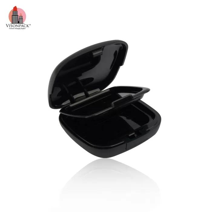Custom Color Square Plastic Compact Power Case Black Silver Empty with Mirror Private Label - P041 - Image 5