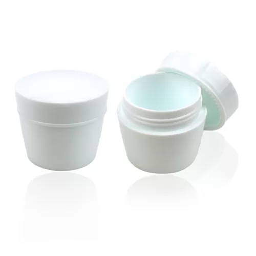 Refillable Skin Care Cosmetic Travel Packaging Custom OEM 50ml 50g Plastic Face Cream Jar White - PJ004