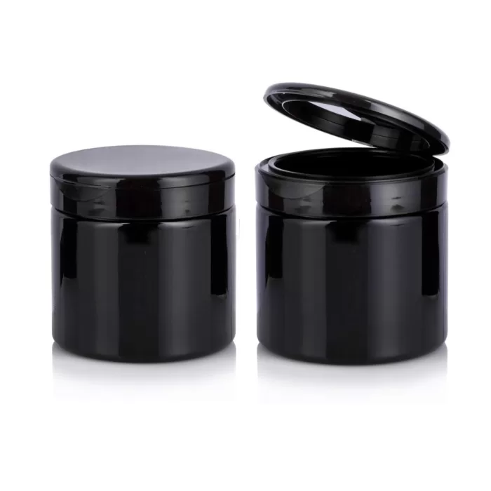 Custom 300g-500g Skincare Plastic Cream Jar with Flip Top Cap, Large Capacity - PJ222